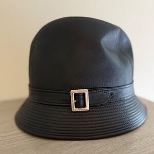 Burberry designer Philip Treacy LEATHER BUCKET hat unisex sz medium
